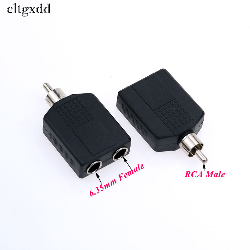 cltgxdd 6.35mm RCA Adapter 1x RCA Male Plug to 2 x 6.35mm Mono Female Jack Converter RICH TECH Connector Wholesales