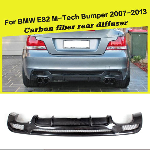 Rear Bumper Diffuser Lip Spoiler for BMW 1Series E82 E88 128i 135i M Sport 2008-2013 M Tech Coupe Convertible Carbon Fiber / FRP