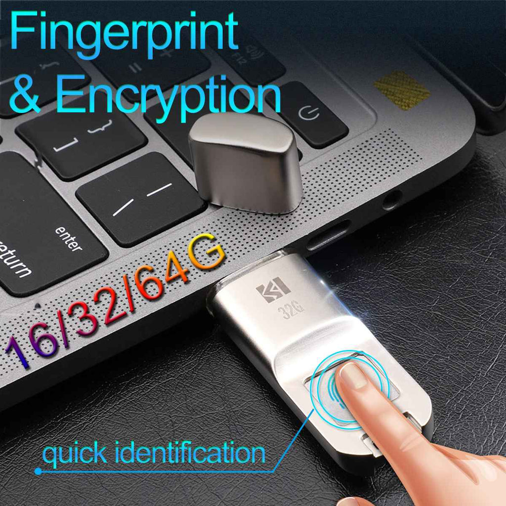 16GB 32GB 64G High-speed Recognition Fingerprint Encrypted USB Flash Drives High tech Pen Drive Security Memory USB Stick