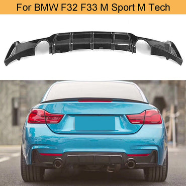 Carbon Fiber 4 Series Car Rear Bumper Diffuser Lip Spoiler for BMW F32 F33 M Sport M Tech Only 14-17 435i Cabriolet Black FRP