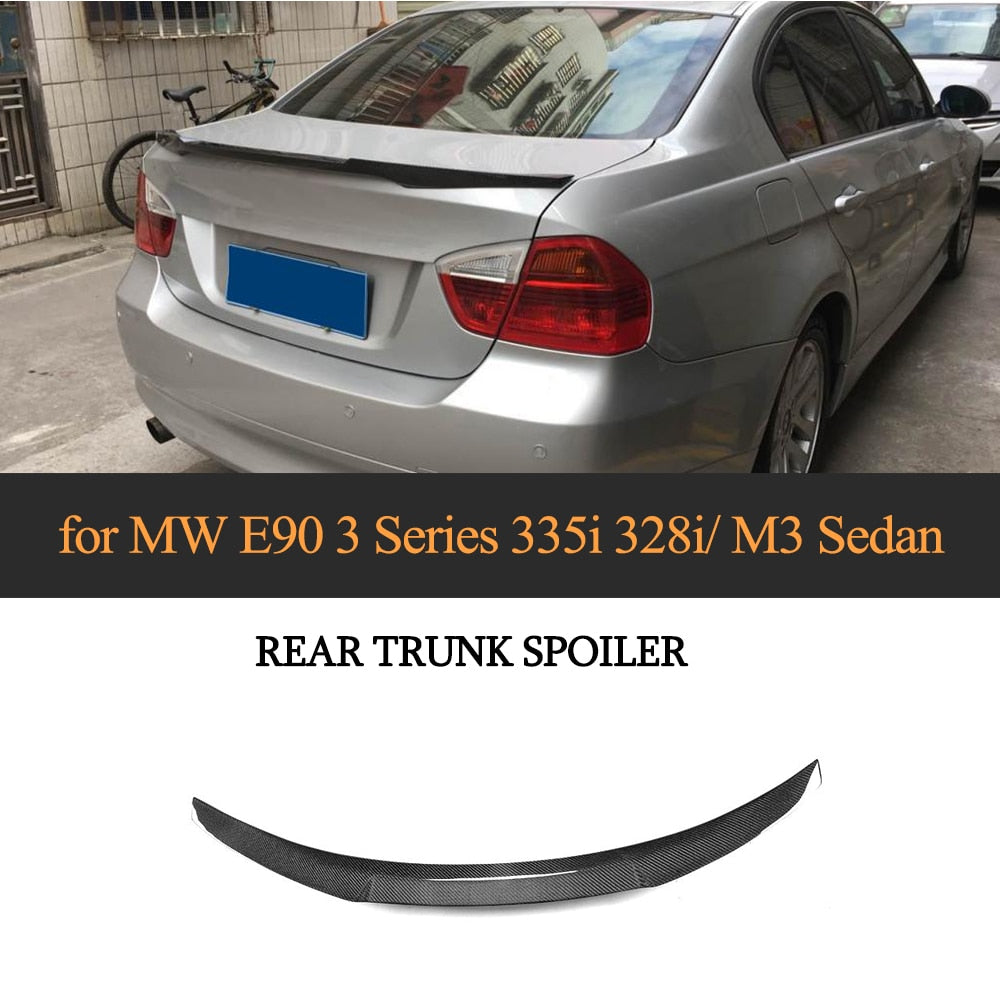 Carbon Fiber Rear Trunk Spoiler Big Customized Wing Boot Lip Fit for BMW E90 Base Sedan M tech M3 2005 - 2011