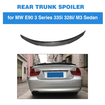 For BMW E90 Base Sedan M tech M3 2005 - 2011 Carbon Fiber Rear Trunk Spoiler Big Customized Wing Boot Lip