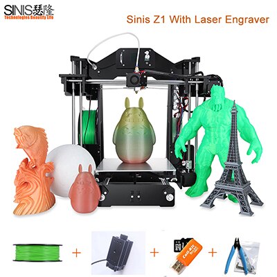 High Accuracy Laser 3D Printer Sinis Tech Pulley DIY Kit Easy Assembled 3d Printer Machine with Auto Feeding and 1KG Filament