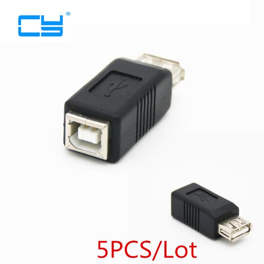 5pcs New USB 2.0 A Female plug To USB 2.0 B Female jack Adapter Connector convertor AF/BF RICH TECH Wholesale R Connector