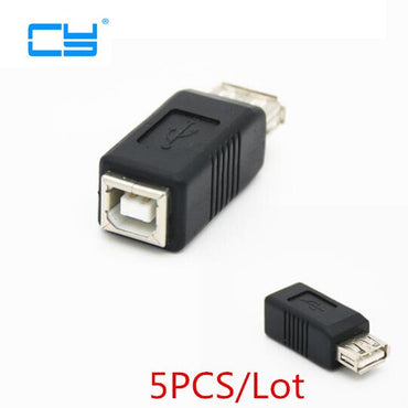 5pcs New USB 2.0 A Female plug To USB 2.0 B Female jack Adapter Connector convertor AF/BF RICH TECH Wholesale R Connector