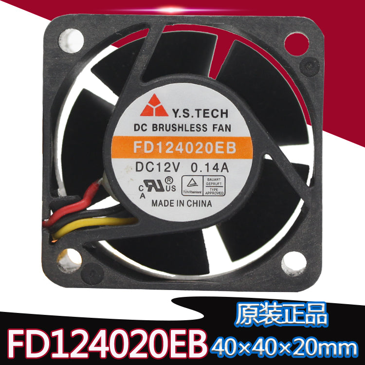 Free Shipping 3pin mute FD124020EB cooling fan 40x40x20mm for Y.S Tech 12VDC 0.12A