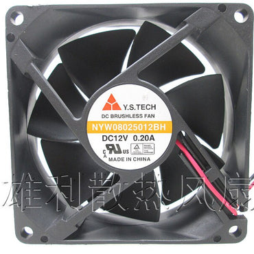 Emacro For Y.S TECH NYW08025012BH DC 12V 0.20A 80x80x25mm 2-wire Server Cooler Fan