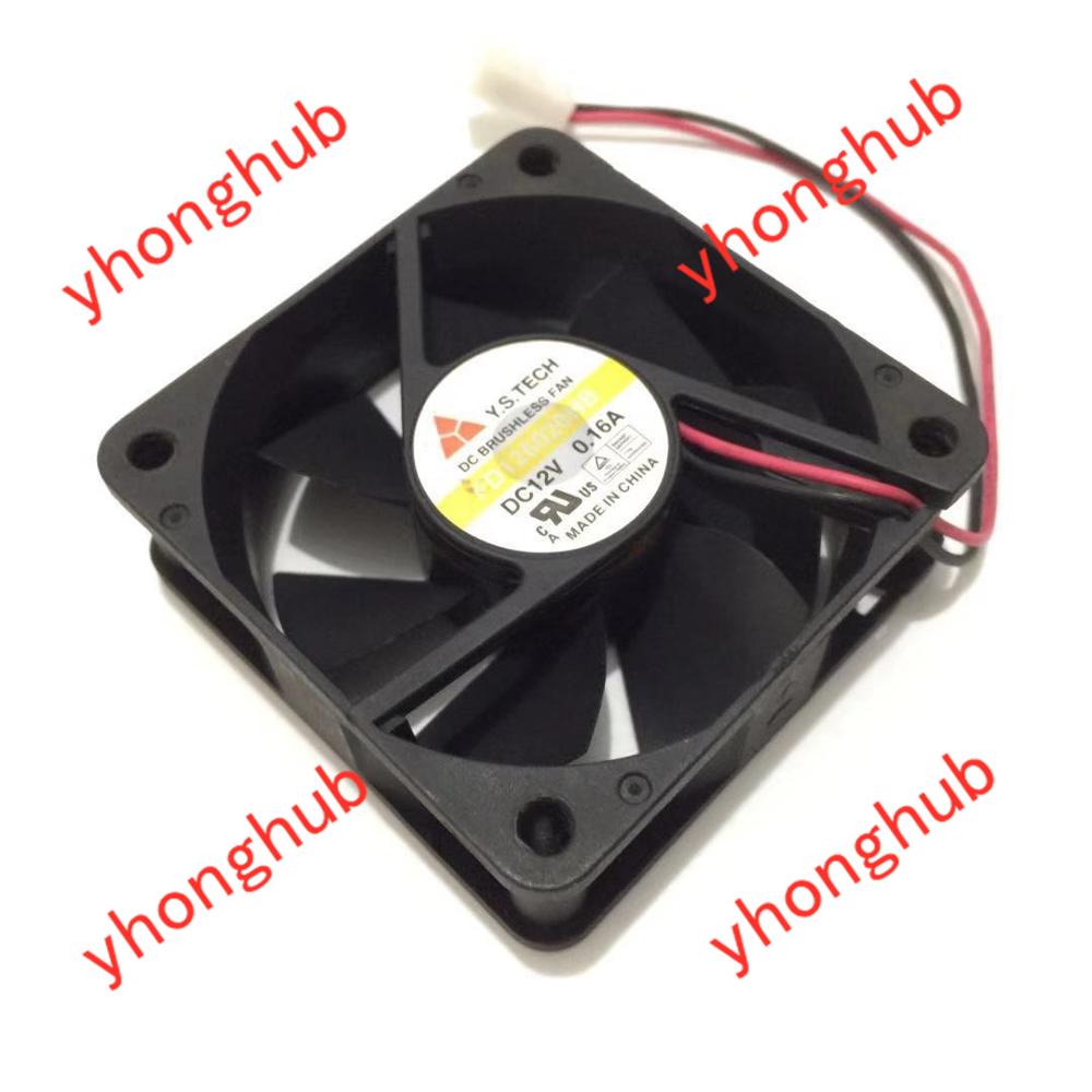 Emacro For Y.S TECH FD126020HB DC 12V 0.16A 2-wire 60x60x20mm Server Cooler Fan